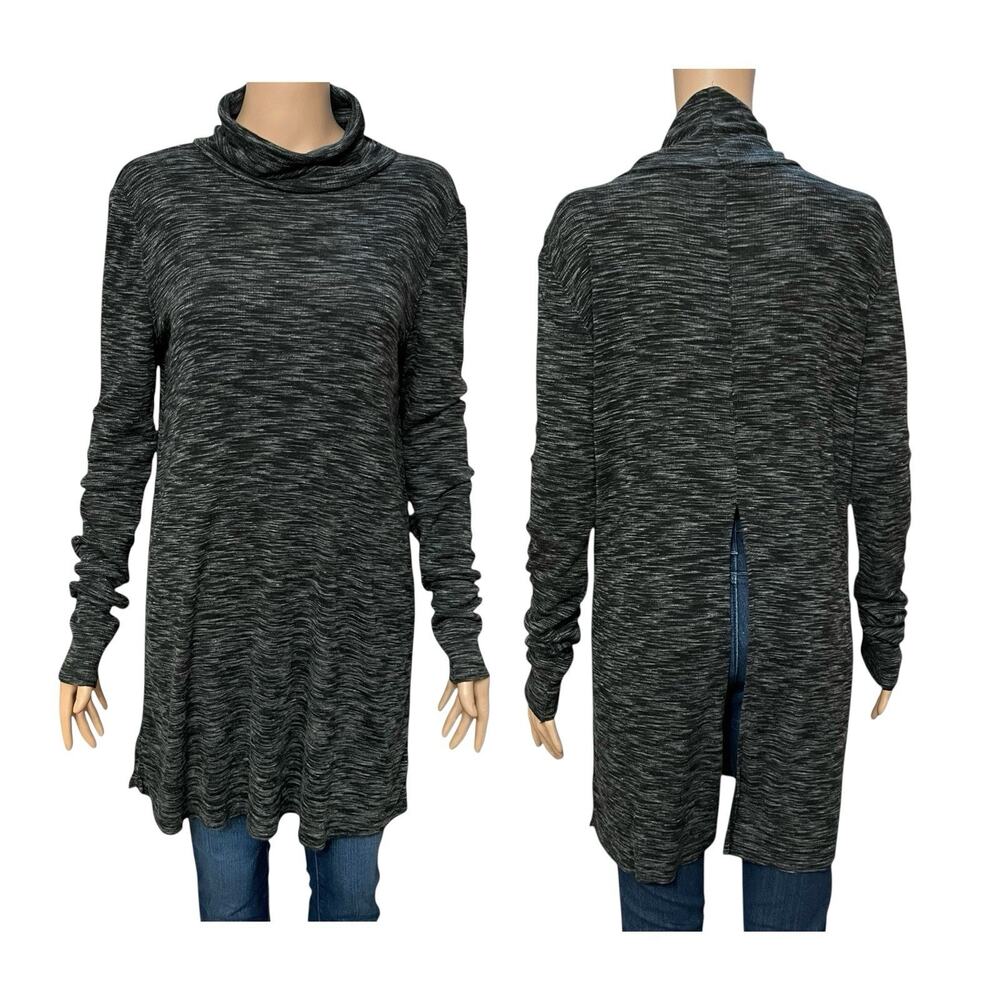 Free People We The Free Stone Cold Tunic Top Medium Split Back Space Dye Black